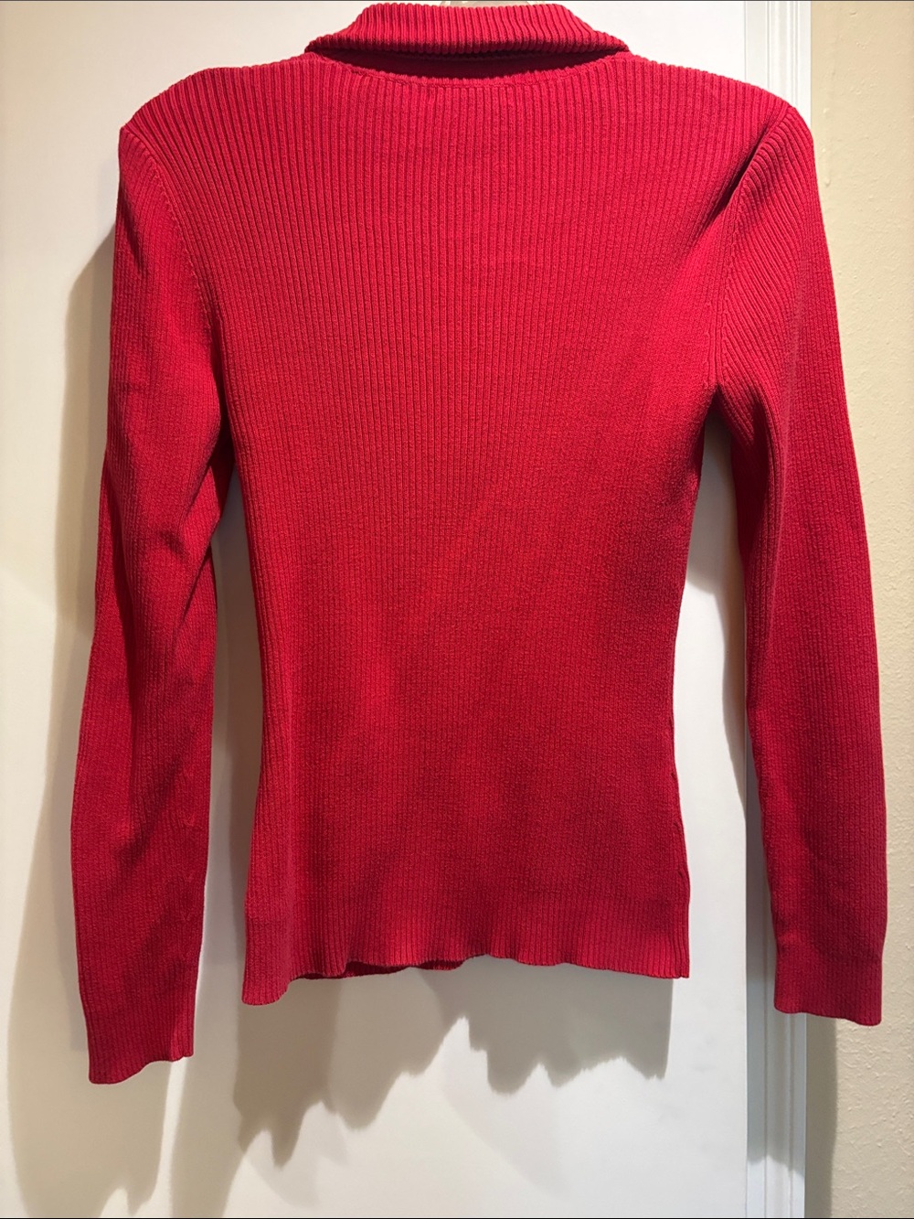 Moda International Red Ribbed Button-Front Turtleneck Sweater - Picture 3 of 3